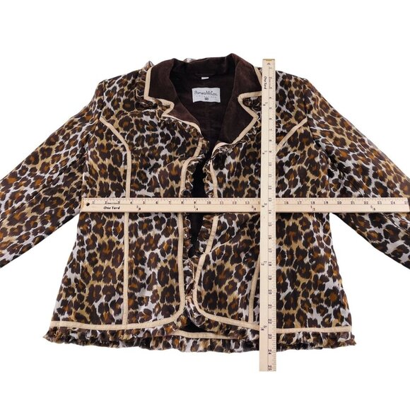 Pamela McCoy Womens Leopard Print Blazer Jacket Size Large Silk Corduroy Lined - Picture 4 of 5